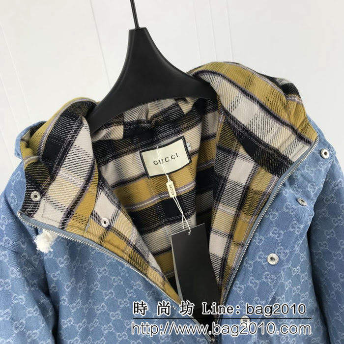 GUCCI古馳 18ss秋冬新款 中長款 全身雙G提花logo 舒適保暖外套 男女同款 ydi1675
